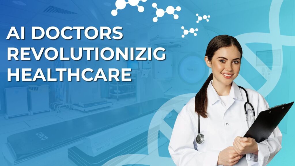 AI doctor analyzing medical data in a futuristic digital hospital