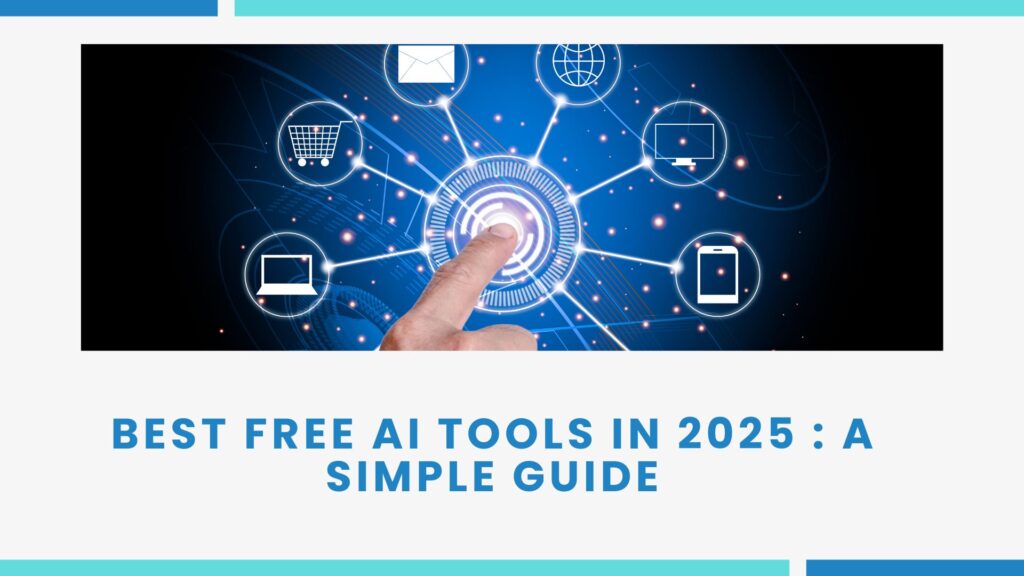 Illustration showing the best free AI tools of 2025 for writing, design, research, and productivity