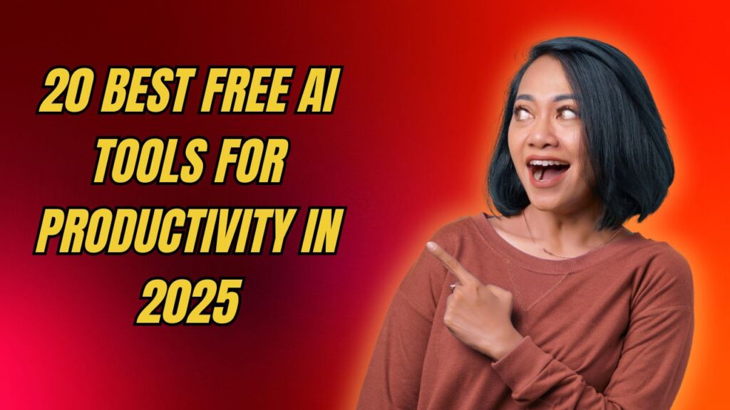 Free AI tools for productivity in 2025 – simple illustration of digital apps and technology icons